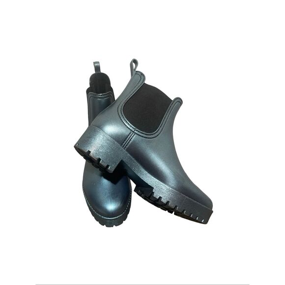 Jeffrey Campbell Metallic Blue Chunky Rainboots NWOB - Picture 4 of 7